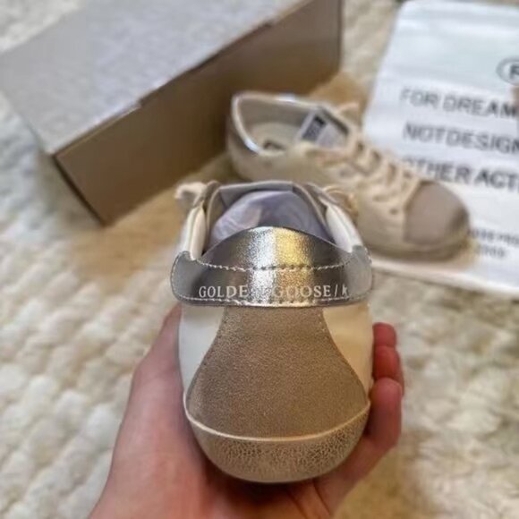 Golden Goose White and Silver Superstar Sneakers - Picture 5 of 8